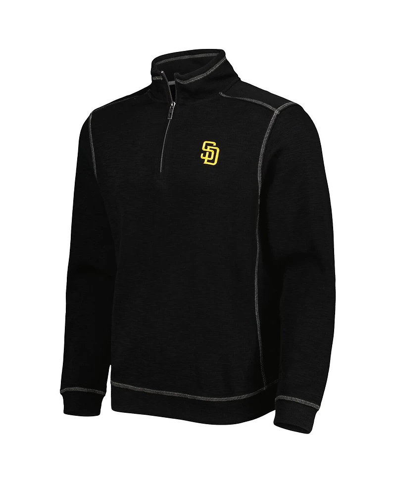 Men's Tommy Bahama Black San Diego Padres Tobago Bay Tri-Blend Quarter-Zip Sweatshirt