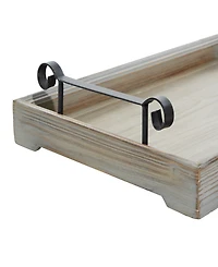 Rosemary Lane Wood Tray with Metal Handles, Set of 2, 20", 17" W