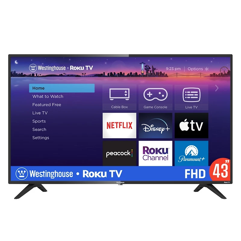 Westinghouse 43" Roku Smart Tv – 1080p Full Hd Led with Wi-Fi, Flat Screen Compatible with Apple HomeKit, Alexa, Google Assistant