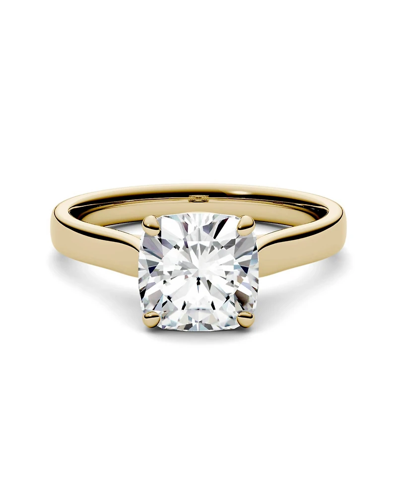 Charles & Colvard Moissanite Cushion Cut Solitaire Ring (2 ct. t.w. Diamond Equivalent) 14k White or Yellow Gold