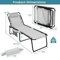 Costway Folding Beach Lounge Chair Heightening Design Patio Lounger