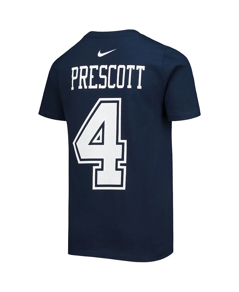 Youth Boys and Girls Nike Dak Prescott Navy Dallas Cowboys Team Player Name Number T-shirt