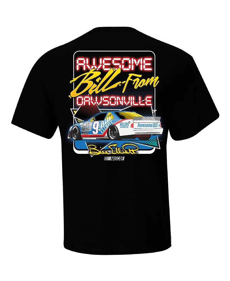 Men's Checkered Flag Sports Black Bill Elliott Dawsonville Two-Sided T-shirt