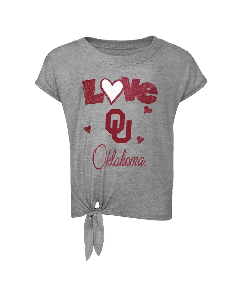Preschool Girls Heathered Gray, Crimson Oklahoma Sooners Forever Love T-shirt and Leggings Set