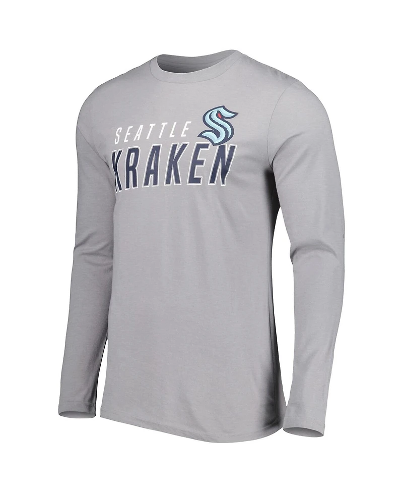Men's Concepts Sport Deep Sea Blue, Gray Seattle Kraken Meter Long Sleeve T-shirt and Pants Sleep Set
