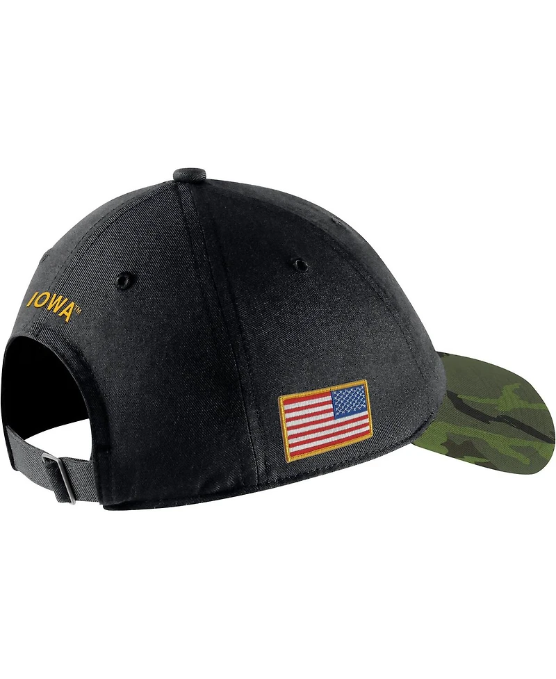 Men's Nike Black, Camo Iowa Hawkeyes Veterans Day 2Tone Legacy91 Adjustable Hat