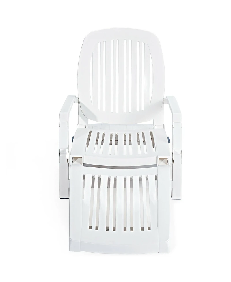 Costway Patio Lounge Chair Chaise Adjustable Recliner Weather Resistant Wheels