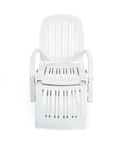 Costway Patio Lounge Chair Chaise Adjustable Recliner Weather Resistant Wheels