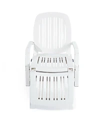 Costway Patio Lounge Chair Chaise Adjustable Recliner Weather Resistant Wheels