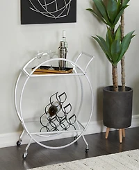 Rosemary Lane 14" x 28" x 30" Iron Rolling with Wheels and Handle 2 Mirrored Shelves Bar Cart
