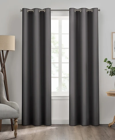 Eclipse Kendall Grommet Solid Textured Thermaback Blackout Curtain Panel, 54" x 42"