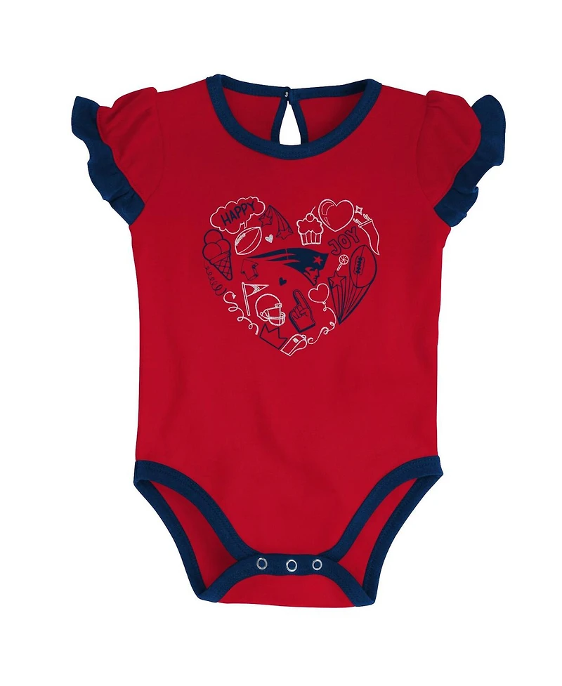 Newborn and Infant Boys and Girls Navy, Red New England Patriots Too Much Love Two-Piece Bodysuit Set