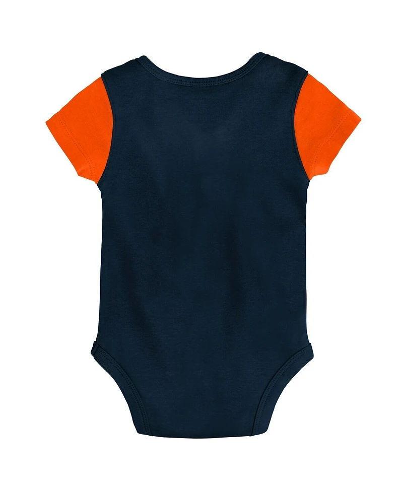 Newborn and Infant Boys Girls Navy, Orange Chicago Bears Little Champ Three-Piece Bodysuit Bib Booties Set