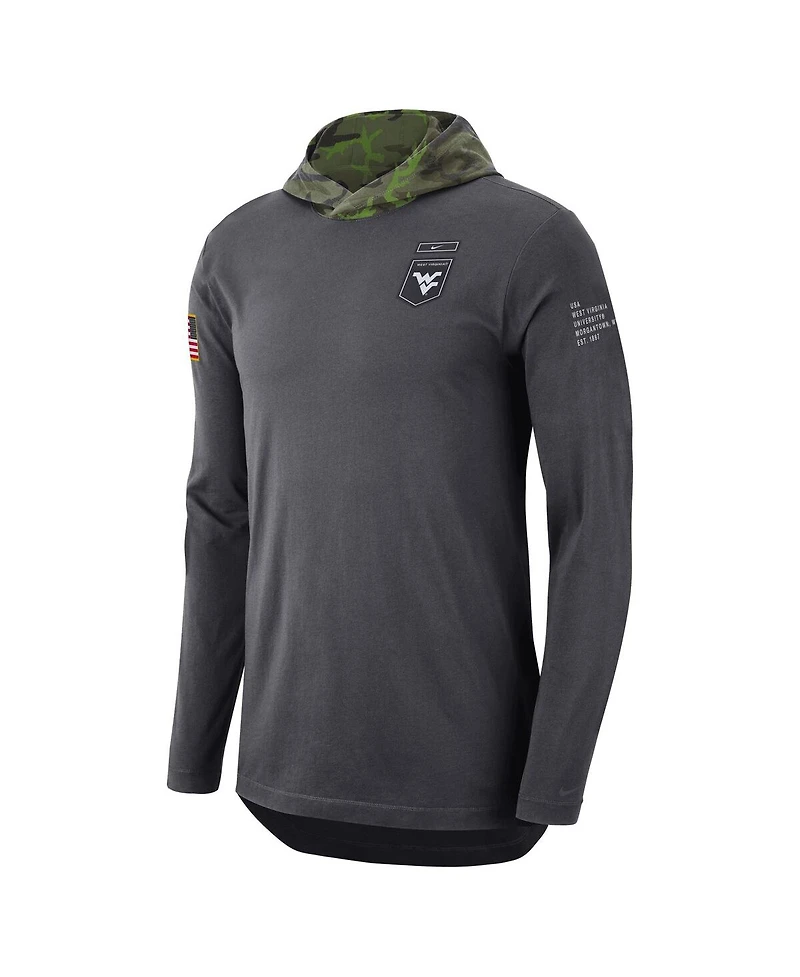 Men's Nike Anthracite West Virginia Mountaineers Military-Inspired Long Sleeve Hoodie T-shirt