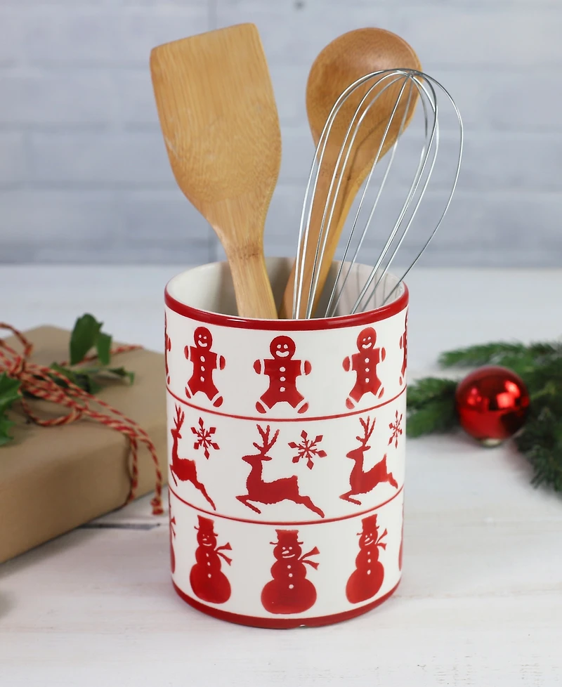 Euro Ceramica Winterfest Utensil Holder