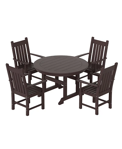 WestinTrends 5 Piece Outdoor Patio Dining Set Round Table and Armchair