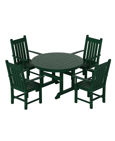 WestinTrends 5 Piece Outdoor Patio Dining Set Round Table and Armchair