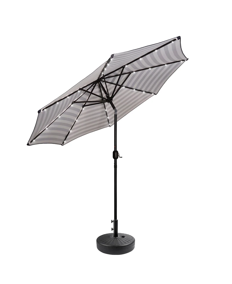 9 ft. Patio Solar Power Led lights Market Umbrella with Black Round Base