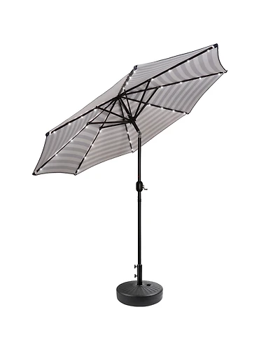 9 ft. Patio Solar Power Led lights Market Umbrella with Black Round Base