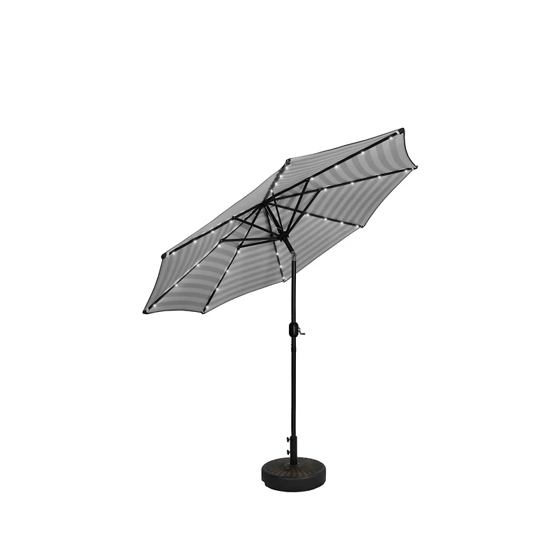 9 ft. Patio Solar Power Led lights Market Umbrella with Bronze Round Base