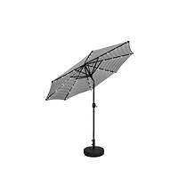 9 ft. Patio Solar Power Led lights Market Umbrella with Bronze Round Base