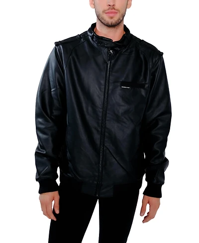 Members Only Men's Faux Leather Iconic Racer Jacket