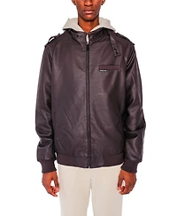 Men's Big & Tall Faux Leather Iconic Racer Jacket