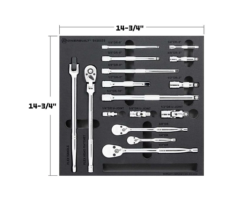 Powerbuilt 16 Piece Pro Tech Ratchet and Socket Accessories Set