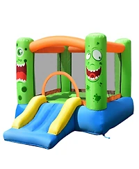 Costway Inflatable Bounce House Jumper Castle Kids Playhouse w/ Basketball Hoop & Slide