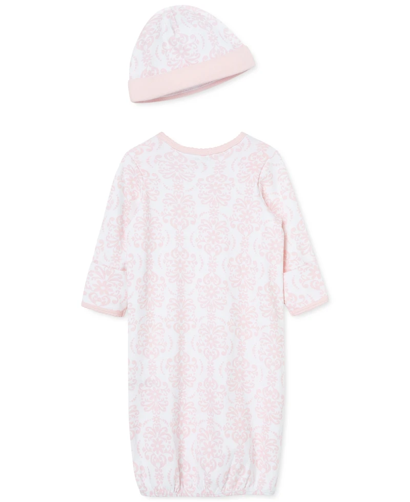 Little Me Baby Girls Sleep Gown and Hat, 2 Piece Set