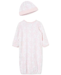 Little Me Baby Girls Sleep Gown and Hat, 2 Piece Set
