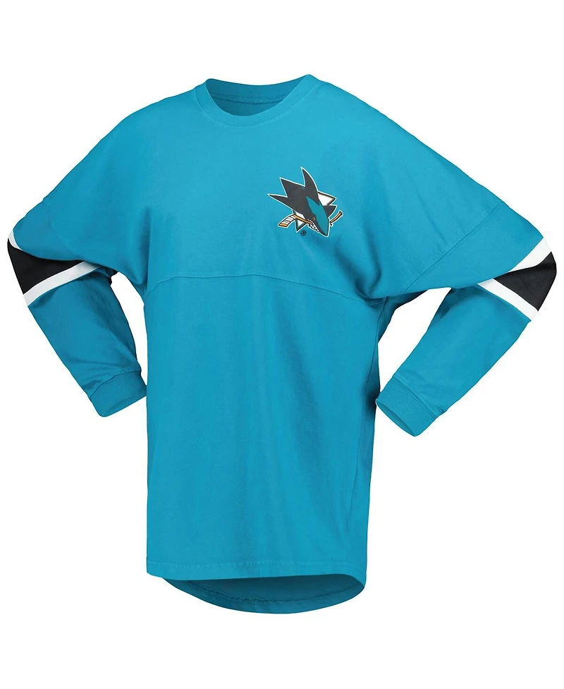 Women's Fanatics Teal San Jose Sharks Jersey Long Sleeve T-shirt