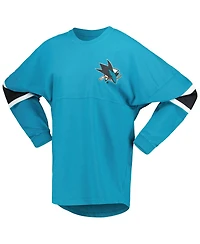 Women's Fanatics Teal San Jose Sharks Jersey Long Sleeve T-shirt