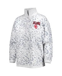 Women's Gameday Couture Heather Gray Oklahoma Sooners Leopard Quarter-Zip Sweatshirt
