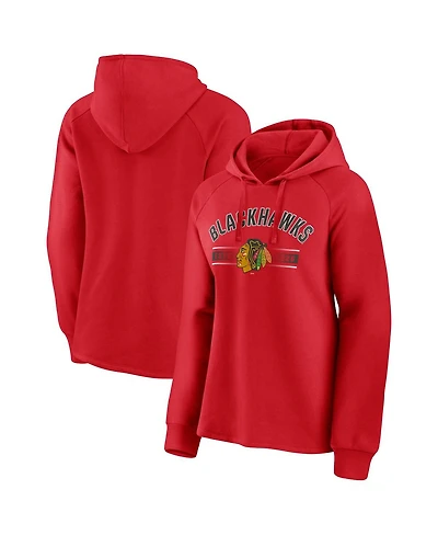 Women's Fanatics Red Chicago Blackhawks Perfect Play Raglan Pullover Hoodie