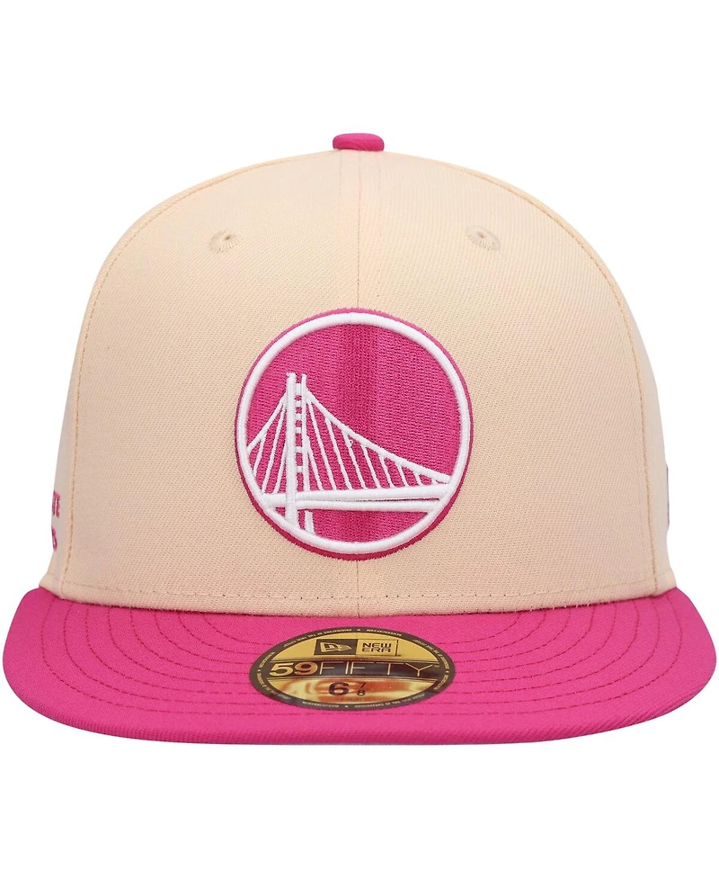 Men's New Era Orange, Pink Golden State Warriors Passion Mango 59Fifty Fitted Hat