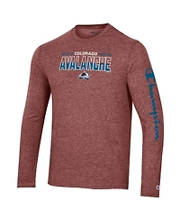 Men's Champion Heather Burgundy Colorado Avalanche Tri-Blend Long Sleeve T-shirt