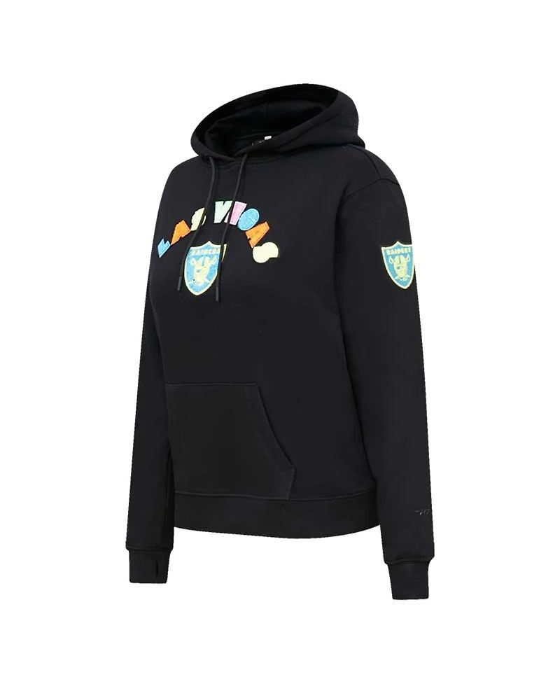 Women's Pro Standard Black Las Vegas Raiders Neon Fleece Pullover Hoodie