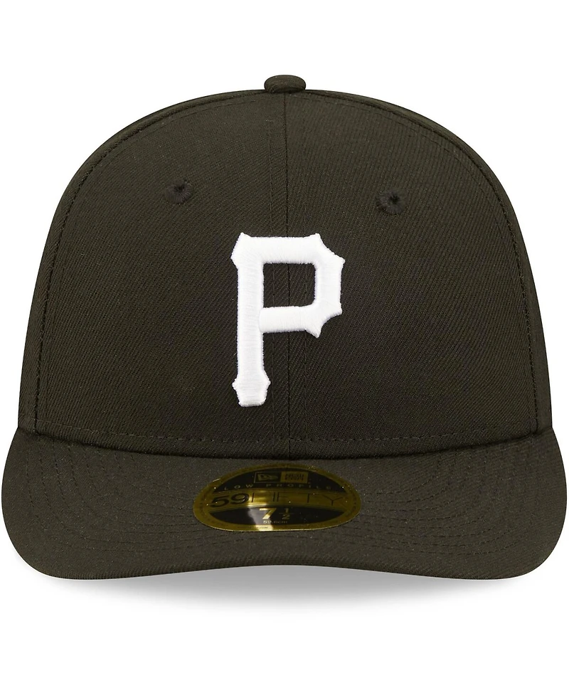 Men's New Era Pittsburgh Pirates Black and White Low Profile 59FIFTY Fitted Hat