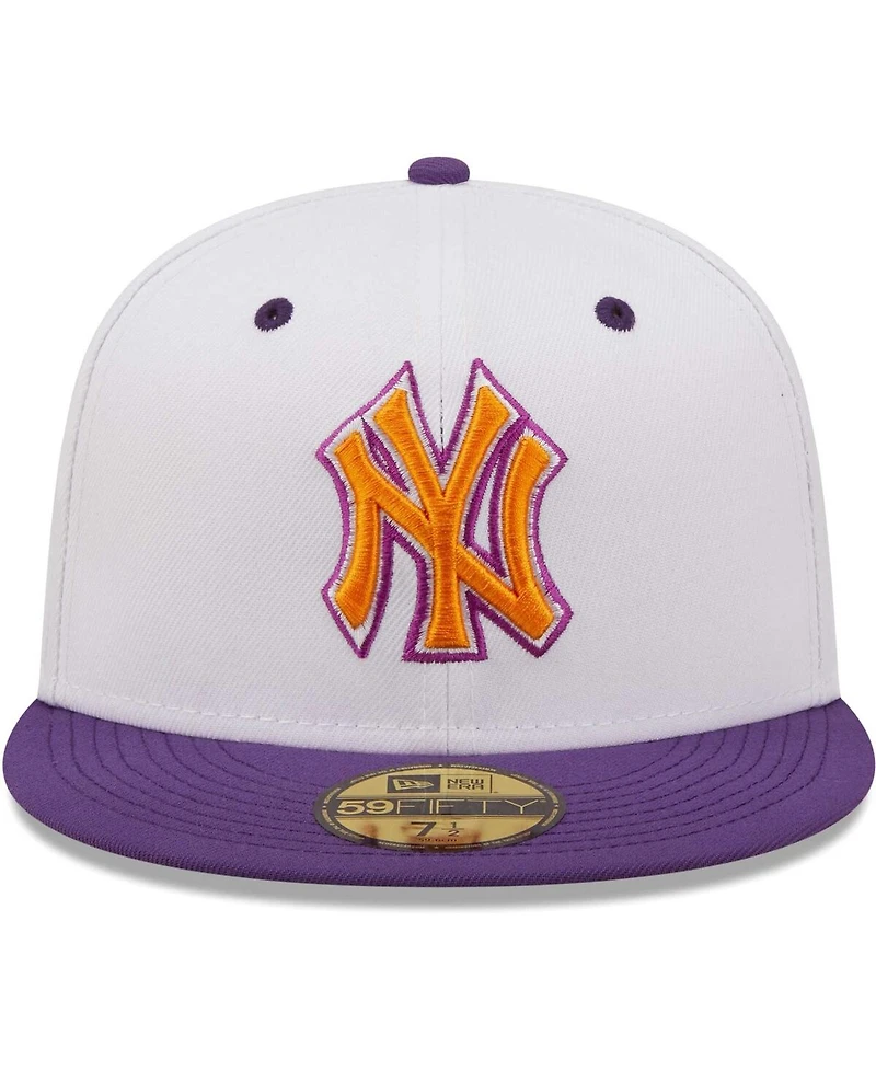 Men's New Era White, Purple York Yankees 2000 World Series Grape Lolli 59Fifty Fitted Hat