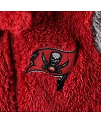 Newborn and Infant Boys Girls Red, Gray Tampa Bay Buccaneers Game Nap Teddy Fleece Bunting Full-Zip Sleeper