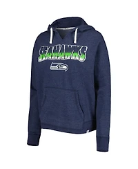 Women's '47 Brand College Navy Seattle Seahawks Color Rise Kennedy Notch Neck Pullover Hoodie