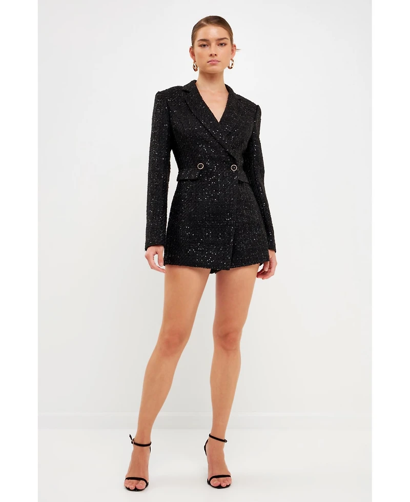 endless rose Women's Tweed Blazer Romper