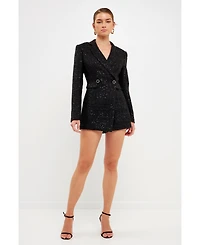 endless rose Women's Tweed Blazer Romper