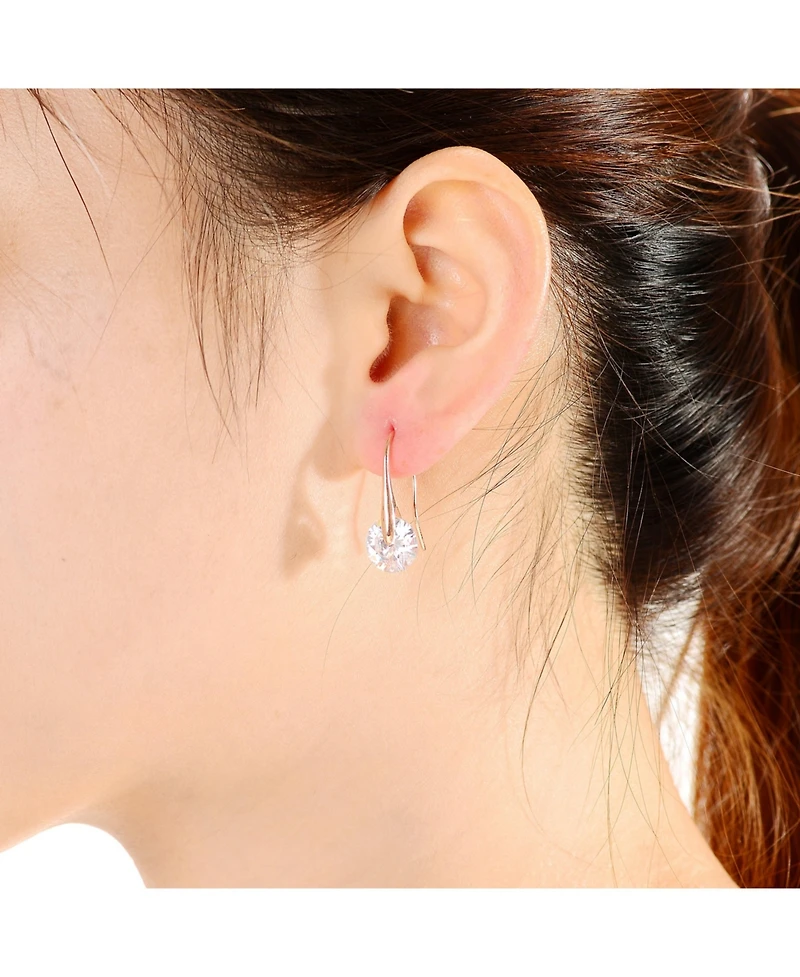 Sterling Silver Moveable Cubic Zirconia Stylish Party Earrings