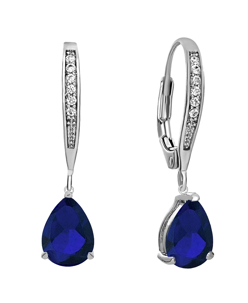 Elegant Sterling Silver Dangling Pear-Shaped Cubic Zirconia Earrings