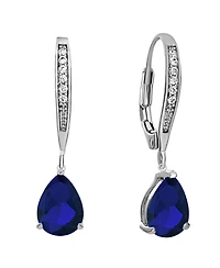 Elegant Sterling Silver Dangling Pear-Shaped Cubic Zirconia Earrings