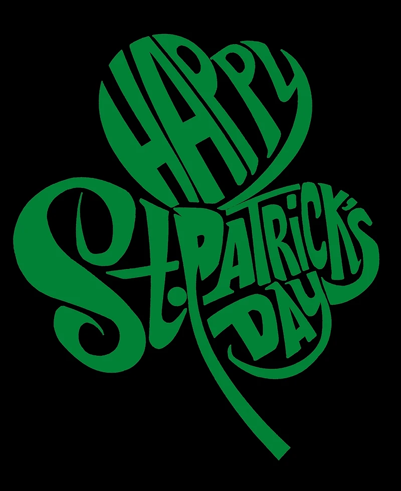 La Pop Art Men's Raglan Baseball St. Patrick's Day Shamrock Word Graphic T-shirt