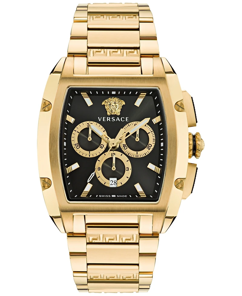 Versace Men's Swiss Chronograph Dominus Gold Ion Plated Bracelet Watch 42x50mm