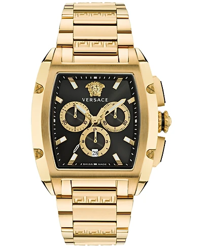 Versace Men's Swiss Chronograph Dominus Gold Ion Plated Bracelet Watch 42x50mm